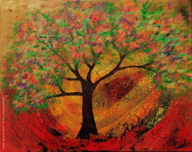 Peinture intitulée "L'arbre de Feu" par Akara Péala, Œuvre d'art originale, Acrylique