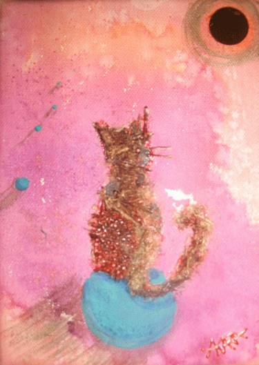 Peinture intitulée "Chatonlune" par Akara Péala, Œuvre d'art originale