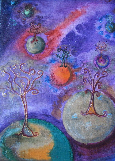 Peinture intitulée "Les arbres de Marie…" par Akara Péala, Œuvre d'art originale