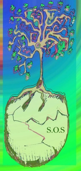 Digital Arts titled "S.O.S arbre à la dé…" by Akara Péala, Original Artwork