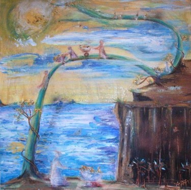 Peinture intitulée "La Passerelle" par Akara Péala, Œuvre d'art originale