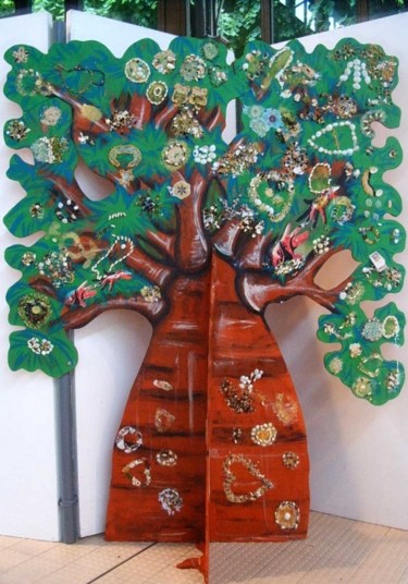 Peinture intitulée "Baobab interculturel" par Akara Péala, Œuvre d'art originale