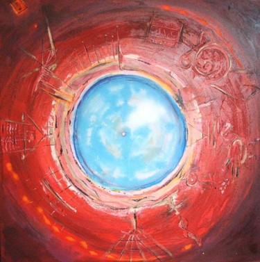 Peinture intitulée "La planète MEM" par Akara Péala, Œuvre d'art originale