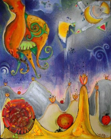 Peinture intitulée "La constellation de…" par Akara Péala, Œuvre d'art originale