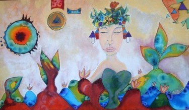 Peinture intitulée "La Madonne" par Akara Péala, Œuvre d'art originale