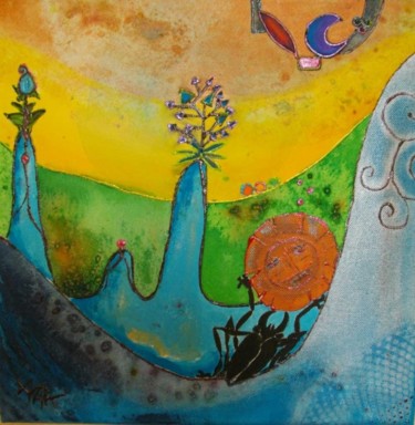 Peinture intitulée "scarapeau du soleil" par Akara Péala, Œuvre d'art originale