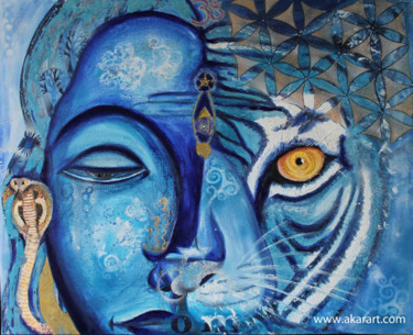 Peinture intitulée "shiva-bleu.jpg" par Akara Péala, Œuvre d'art originale