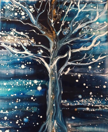Картина под названием "Midnight Tree" - Karen Nealon, Подлинное произведение искусства, Акрил