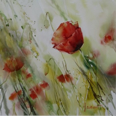 Peinture intitulée "Rouge soyeux" par Annick Claude, Œuvre d'art originale