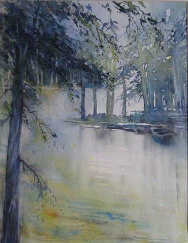 Peinture intitulée "Au fil de l'eau II" par Annick Claude, Œuvre d'art originale