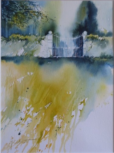 Peinture intitulée "Derrière la grille I" par Annick Claude, Œuvre d'art originale