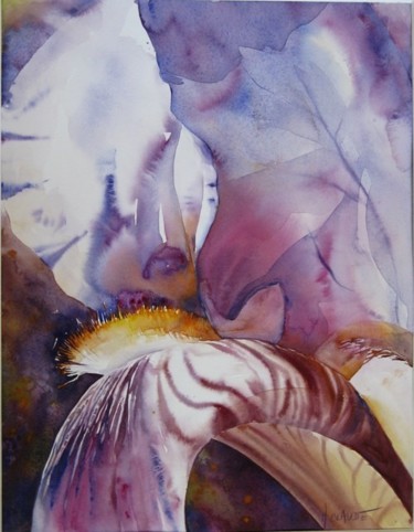 Peinture intitulée "Coeur de fleur" par Annick Claude, Œuvre d'art originale