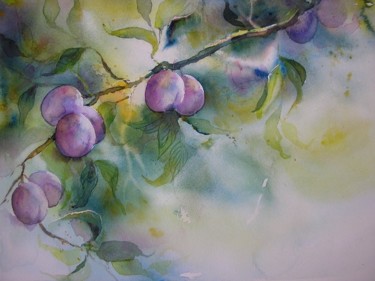 Peinture intitulée "Pour des prunes" par Annick Claude, Œuvre d'art originale