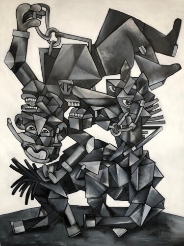 Malerei mit dem Titel "L'Hippodrome" von Aket Kubic, Original-Kunstwerk, Acryl