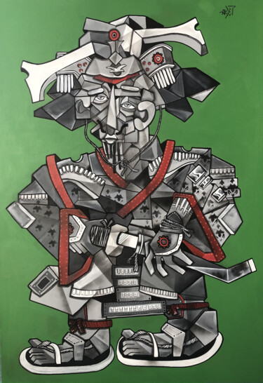 Painting titled "Le Samurai" by Aket Kubic, Original Artwork, Acrylic