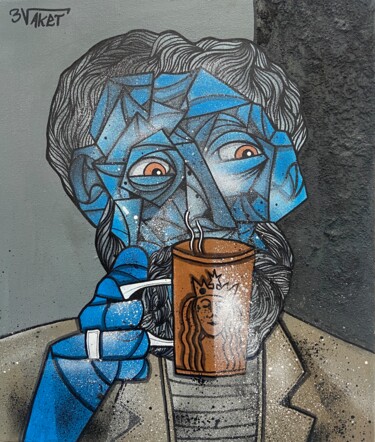 Schilderij getiteld "La solitude du matin" door Aket, Origineel Kunstwerk, Acryl Gemonteerd op Frame voor houten brancard