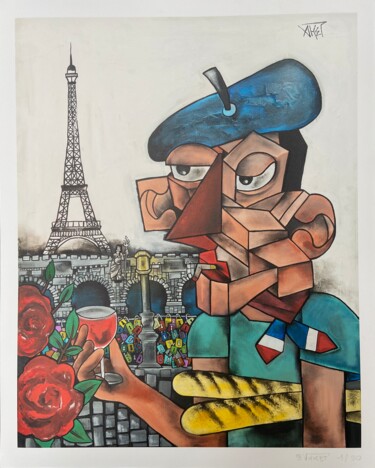 Gravures & estampes intitulée "Paris mon amour" par Aket Kubic, Œuvre d'art originale, Impression numérique