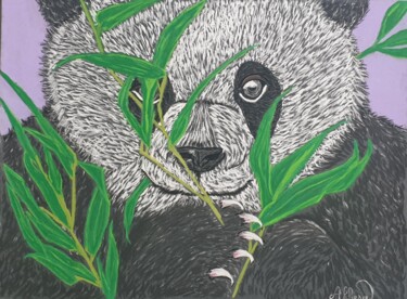 Drawing titled "Panda" by Akhesa, Original Artwork, Pastel