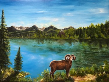 Painting titled "Riverbank" by Akhil Kv, Original Artwork, Acrylic