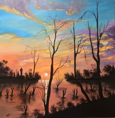 Painting titled "Sunrise" by Akhil Kv, Original Artwork, Acrylic