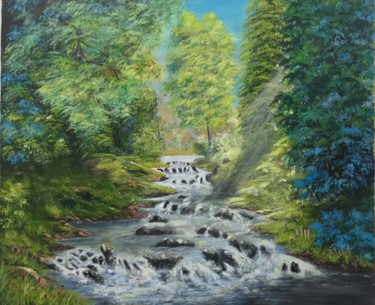 Painting titled "Stream" by Akhil Kv, Original Artwork, Acrylic