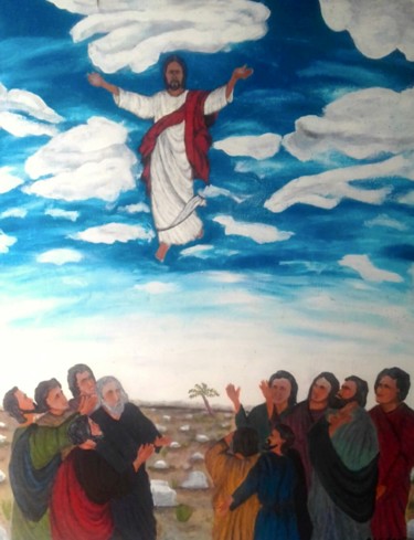 Painting titled "ascension-de-jesus-…" by Akida Amos (AKAM), Original Artwork