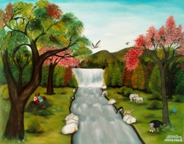 Peinture intitulée "paysage-reel.jpg" par Akida Amos (AKAM), Œuvre d'art originale
