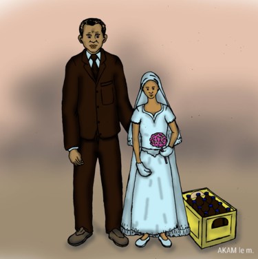 Digital Arts titled "Mariage précoce" by Akida Amos (AKAM), Original Artwork, Digital Painting