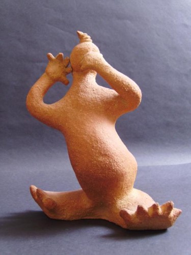 Sculpture intitulée "Petit étonné" par Akila, Œuvre d'art originale