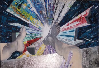Картина под названием "Dare wears Sky" - Akille De Blasio, Подлинное произведение искусства, Акрил Установлен на Деревянная…