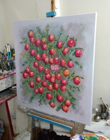 Ζωγραφική με τίτλο "pomegranates  from…" από Akis Topalis, Αυθεντικά έργα τέχνης, Λάδι