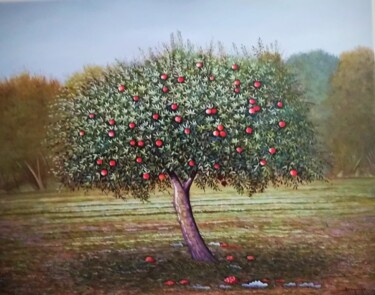 Peinture intitulée "pomegranate tree" par Akis Topalis, Œuvre d'art originale, Huile