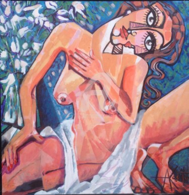 Pintura intitulada "A flor da pele..." por Akosta, Obras de arte originais, Acrílico