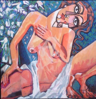 Painting titled "A flor da pele..." by Akosta, Original Artwork, Acrylic