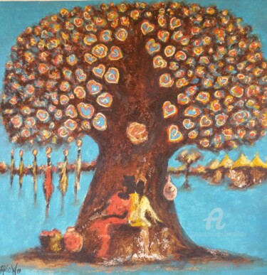 Painting titled "l'arbre d'amour" by Ako Wilson, Original Artwork, Acrylic