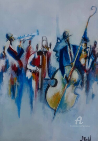Painting titled "saxo" by Ako Wilson, Original Artwork, Acrylic Mounted on Wood Stretcher frame