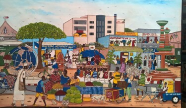 Pintura titulada "la ville" por Ako Wilson, Obra de arte original, Oleo