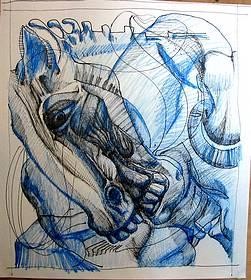 Dessin intitulée "cheval_s" par Akozoom Fruids&Univerds, Œuvre d'art originale