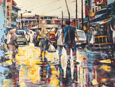 Peinture intitulée "The Streets" par Akpet Nyambi, Œuvre d'art originale, Acrylique