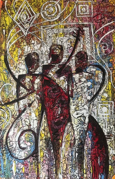 Painting titled "Trinity" by Akpet Nyambi, Original Artwork, Acrylic
