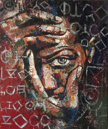 Pittura intitolato "Nsibidi Wise" da Akpet Nyambi, Opera d'arte originale, Acrilico