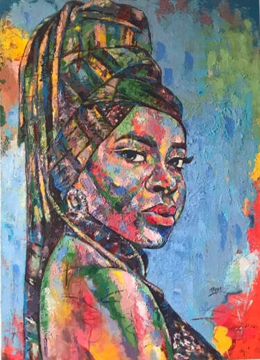 Painting titled "Lola" by Akpet Nyambi, Original Artwork, Acrylic