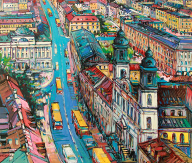 Warsaw The Royal Route Pintura intitulada "Warsaw The Royal Ro…" por Piotr Rembielinski, Obras de arte originais, Acrílico