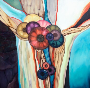 Malerei mit dem Titel "Création des idées" von Aksana Chmel, Original-Kunstwerk, Öl