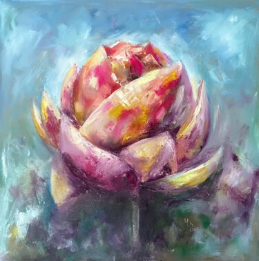 Картина под названием "Lotus II" - Aksana Chmel, Подлинное произведение искусства, Масло