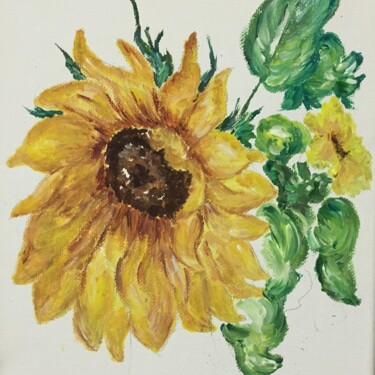 Peinture intitulée "Le tournesol" par Aksana Shyrko, Œuvre d'art originale, Gouache