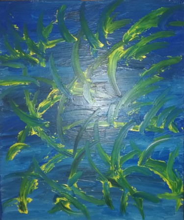 Malerei mit dem Titel "Algues" von Ferouze Messoussa, Original-Kunstwerk, Acryl