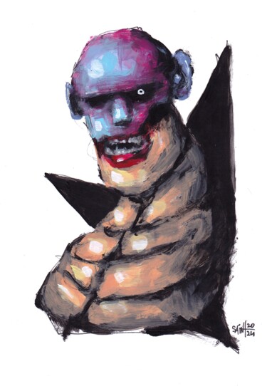 Painting titled "Mr. Zombie glaz" by Aksenov Ruslan, Original Artwork, Acrylic