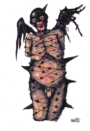 Картина под названием "Mr. BDSM angel" - Аксенов Руслан, Подлинное произведение искусства, Акрил