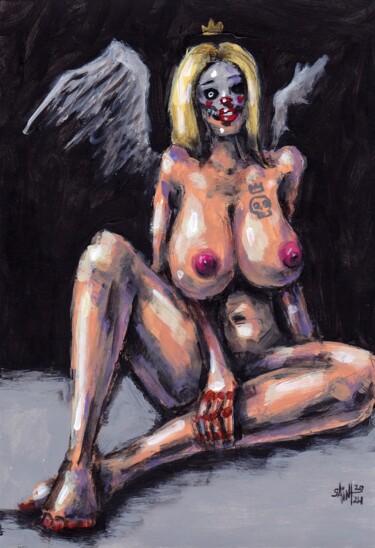 Картина под названием "Mrs. Angeldead" - Аксенов Руслан, Подлинное произведение искусства, Акрил